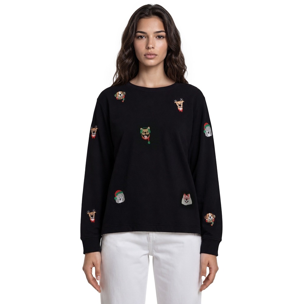 New Jane + Delancey Holiday Dogs Top Women's Size 3X Black Crew Neck Sweatshirt